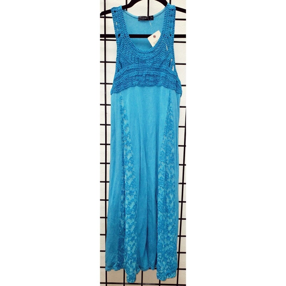 T-Party Crochet Bodice Sleeveless Dress Style MC52017 - Turquoise NWT